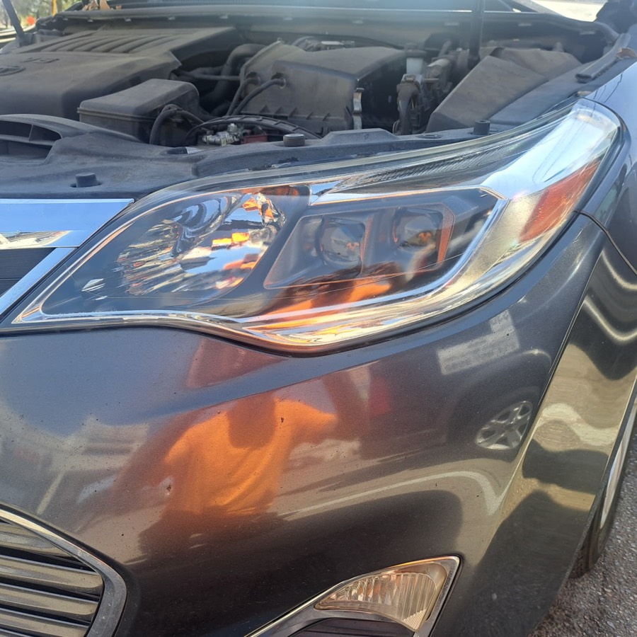 SUV headlight after restoration, fully clear