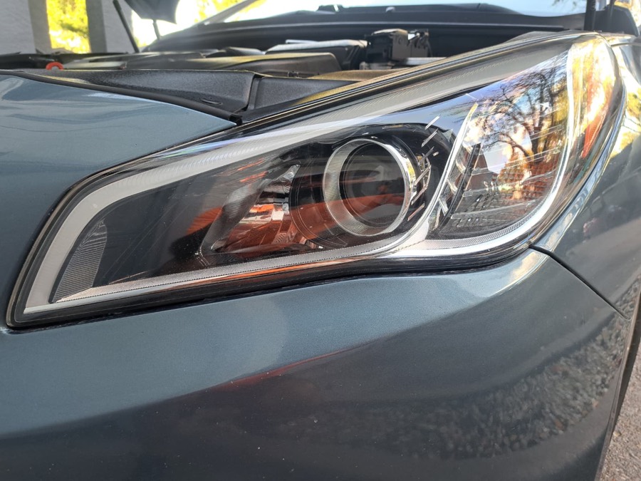 Sedan headlight after restoration, fully clear